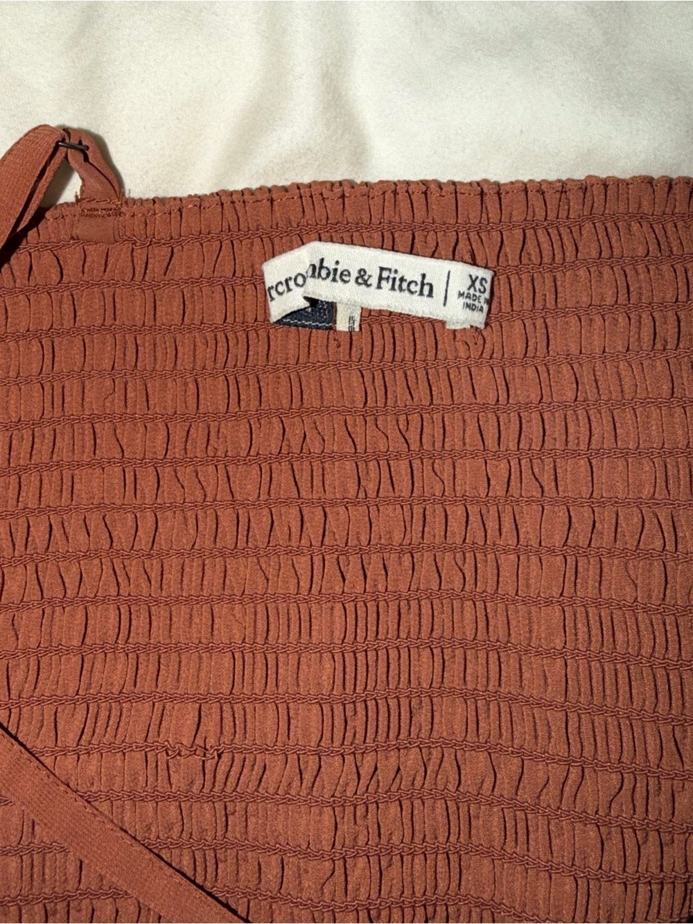 Abercrombie & Fitch Smocked Rust-Brown Halter Top - Picture 3 of 4